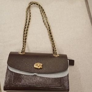 Coach parker handbag in oxblood with gold hardware
